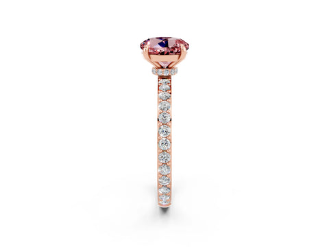 Rose gold Round Cut Morganite Solitaire Engagement Ring with Pavé Band and Four-Prong Setting_2