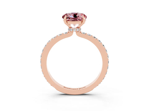 Rose gold Round Cut Morganite Solitaire Engagement Ring with Pavé Band and Four-Prong Setting_3