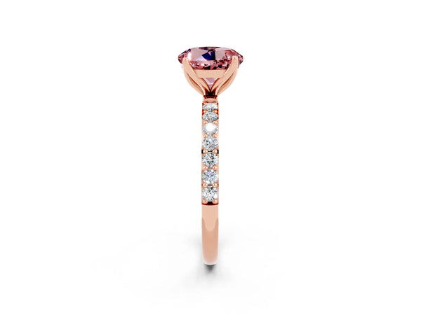 Rose gold Round Cut Morganite Solitaire Engagement Ring with Round  Pavé Band and Prong Setting
