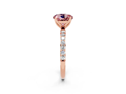 Rose gold Round Cut Morganite Solitaire Engagement Ring with Pavé Band and Prong Setting_2