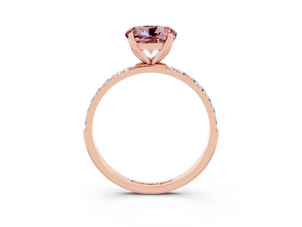 Rose gold Round Cut Morganite Solitaire Engagement Ring with Round  Pavé Band and Prong Setting