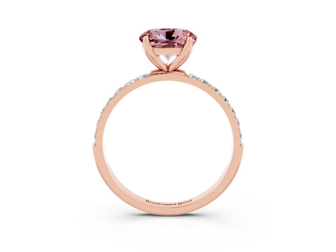 Rose gold Round Cut Morganite Solitaire Engagement Ring with Pavé Band and Prong Setting_3