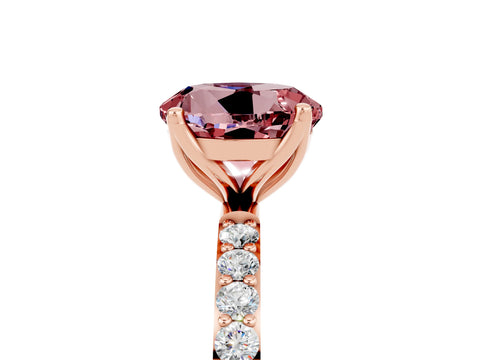 Rose gold Round Cut Morganite Solitaire Engagement Ring with Pavé Band and Prong Setting_5