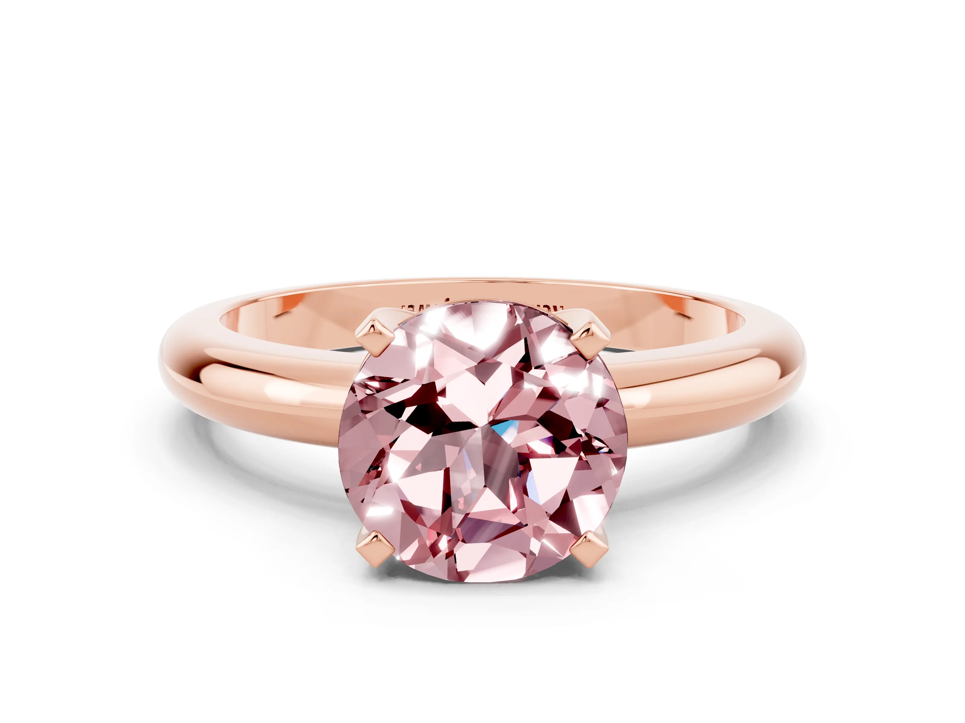 Rose gold Round Cut Morganite Solitaire Engagement Ring with Round Band and Four-Prong Setting