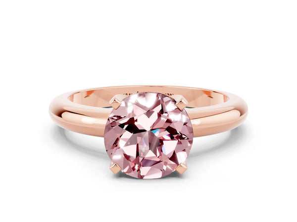 Rose gold Round Cut Morganite Solitaire Engagement Ring with Round Band and Four-Prong Setting