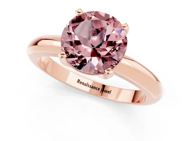 Rose gold Round Cut Morganite Solitaire Engagement Ring with Round Band and Four-Prong Setting