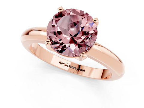Rose gold Round Cut Morganite Solitaire Engagement Ring with Round Band and Four-Prong Setting_1