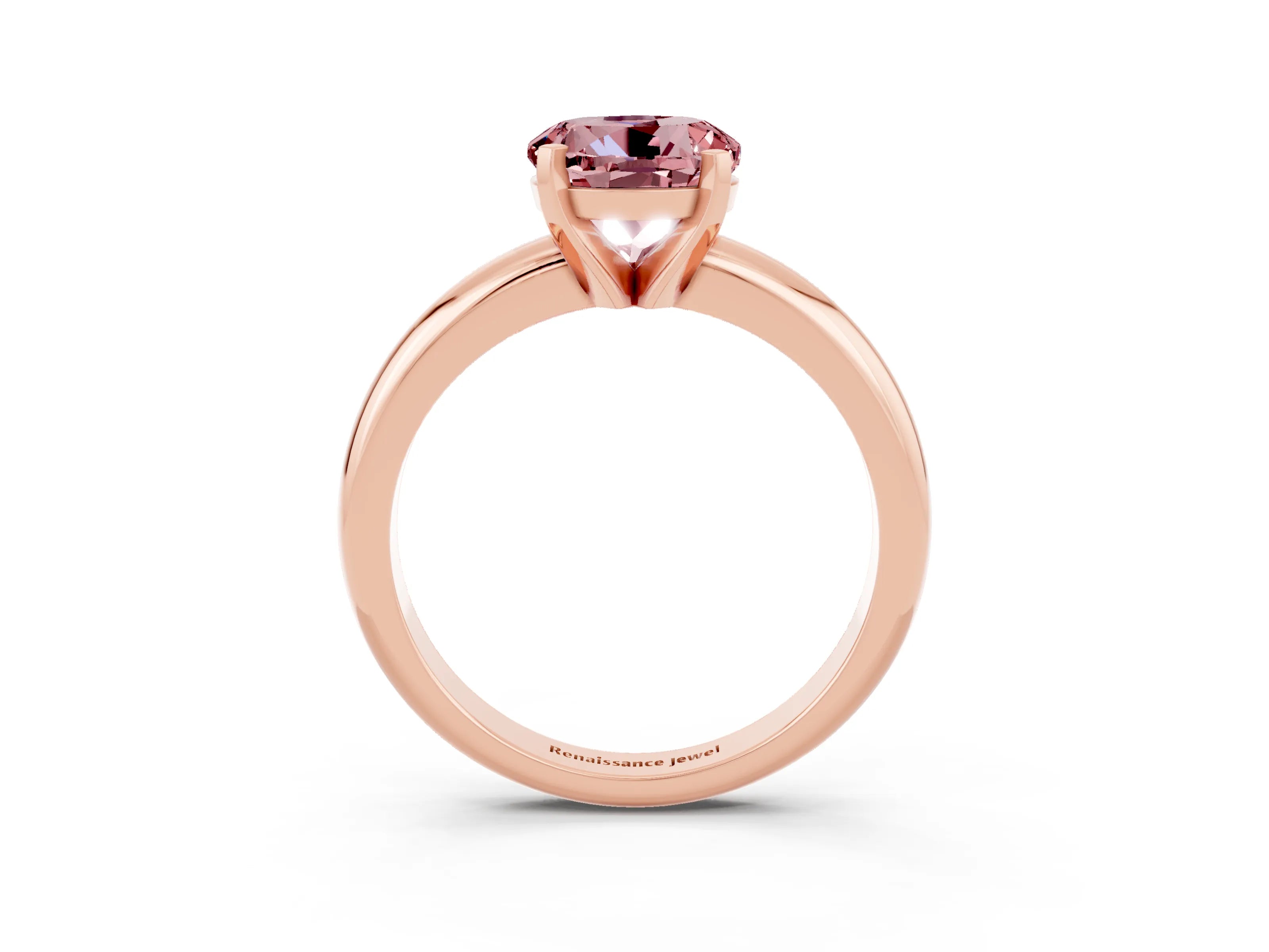 Rose gold Round Cut Morganite Solitaire Engagement Ring with Round Band and Four-Prong Setting_3