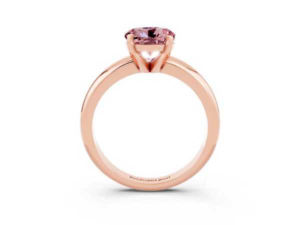 Rose gold Round Cut Morganite Solitaire Engagement Ring with Round Band and Four-Prong Setting