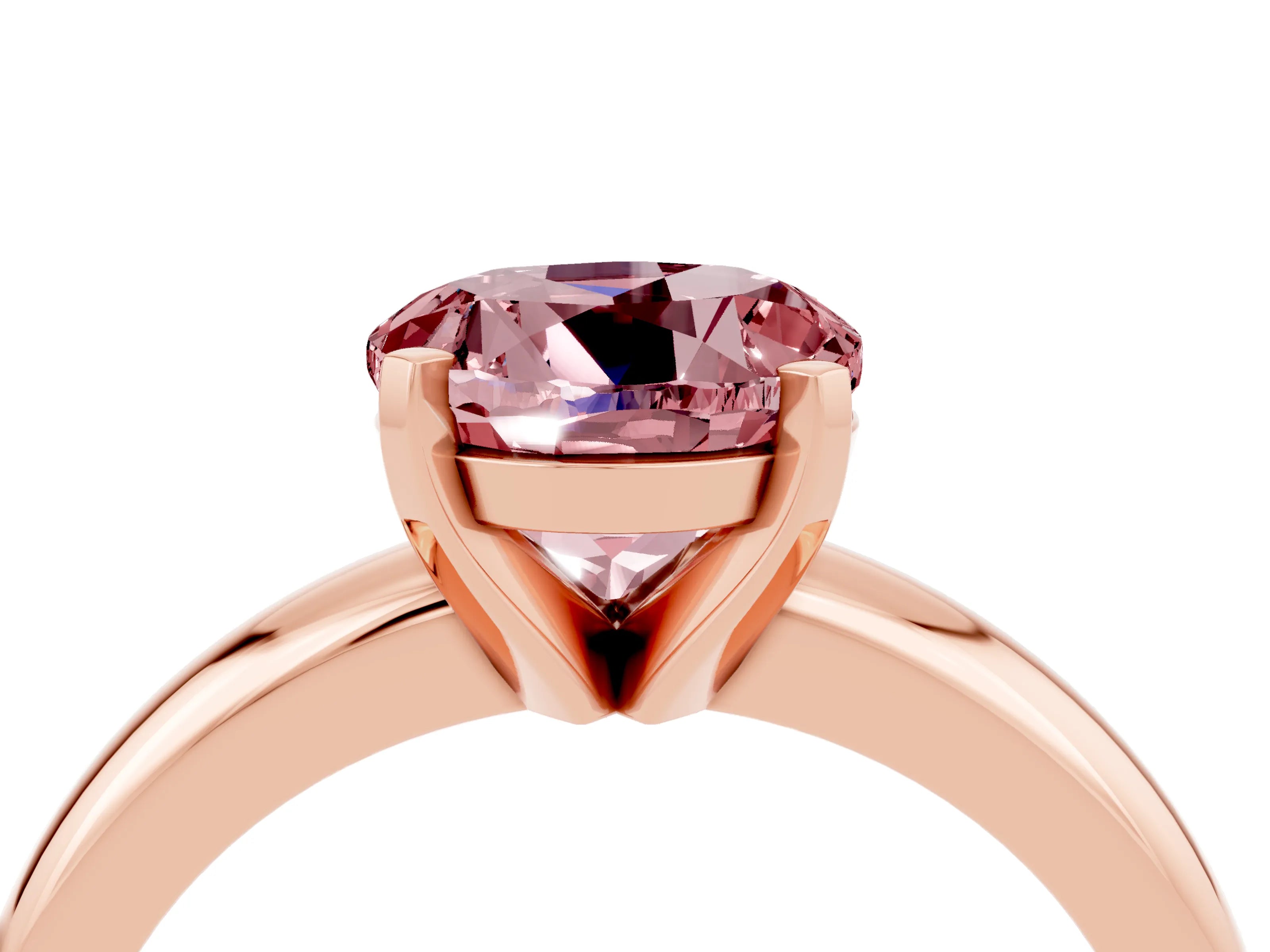 Rose gold Round Cut Morganite Solitaire Engagement Ring with Round Band and Four-Prong Setting_4
