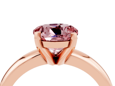 Rose gold Round Cut Morganite Solitaire Engagement Ring with Round Band and Four-Prong Setting_4