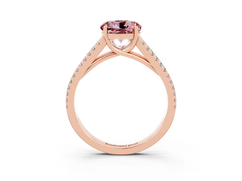 Rose gold Round Cut Morganite Solitaire Engagement Ring with Split Shank Pavé Band_3