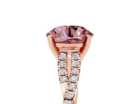 Rose gold Round Cut Morganite Solitaire Engagement Ring with Twisted Pavé Band and Four-Prong Setting_17