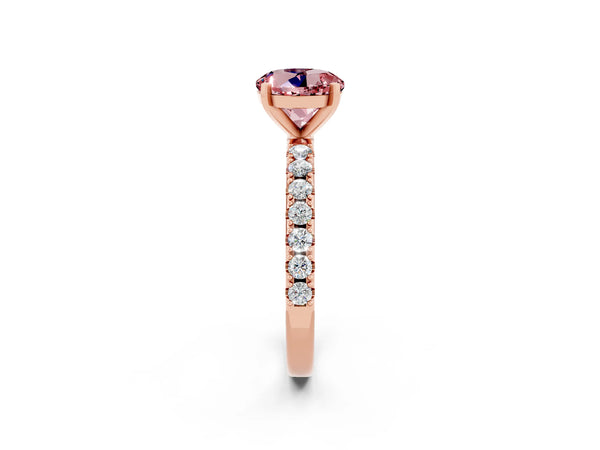 Rose gold Round Cut Morganite Solitaire Pavé Band with Four-Prong Setting