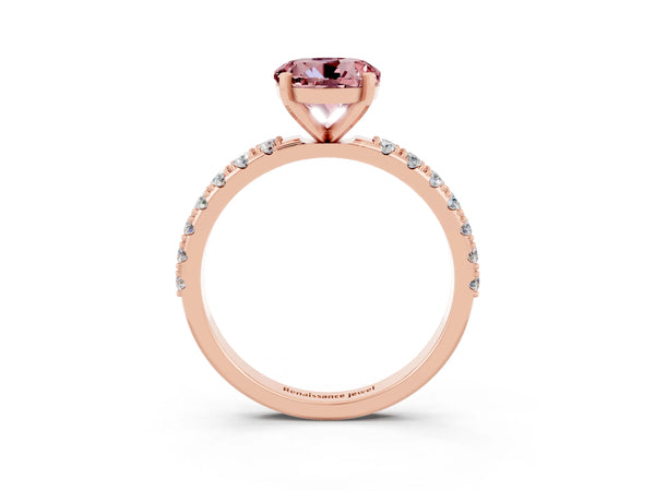 Rose gold Round Cut Morganite Solitaire Pavé Band with Four-Prong Setting