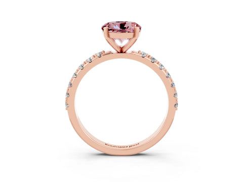 Rose gold Round Cut Morganite Solitaire Pavé Band with Four-Prong Setting_3