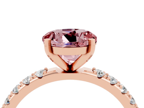 Rose gold Round Cut Morganite Solitaire Pavé Band with Four-Prong Setting_4