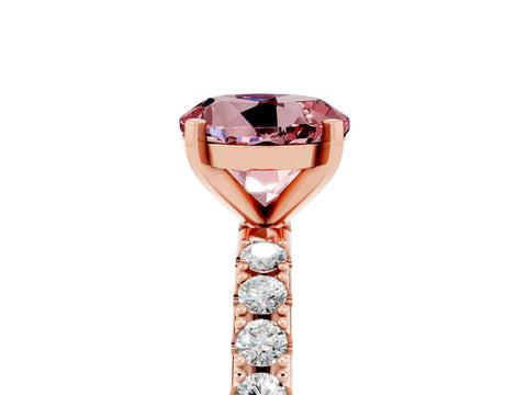 Rose gold Round Cut Morganite Solitaire Pavé Band with Four-Prong Setting_5