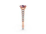 Rose gold Round Cut Morganite Solitaire Ring with Cathedral Setting and Pavé Band_2
