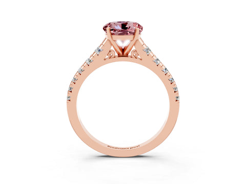 Rose gold Round Cut Morganite Solitaire Ring with Cathedral Setting and Pavé Band_3