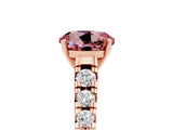 Rose gold Round Cut Morganite Solitaire Ring with Cathedral Setting and Pavé Band_5