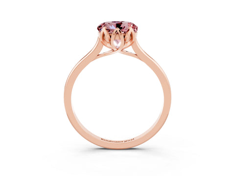 Rose gold Round Cut Morganite Solitaire Ring with Flower Prong Setting and Classic Band_15