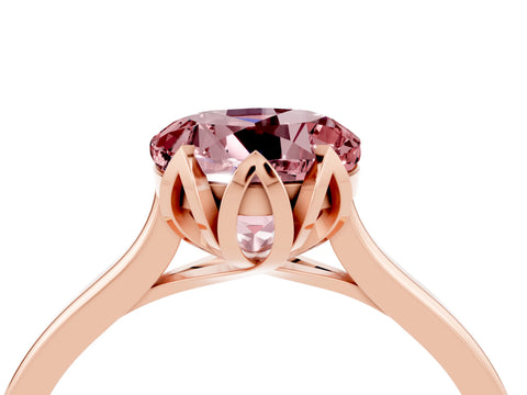Rose gold Round Cut Morganite Solitaire Ring with Flower Prong Setting and Classic Band_16