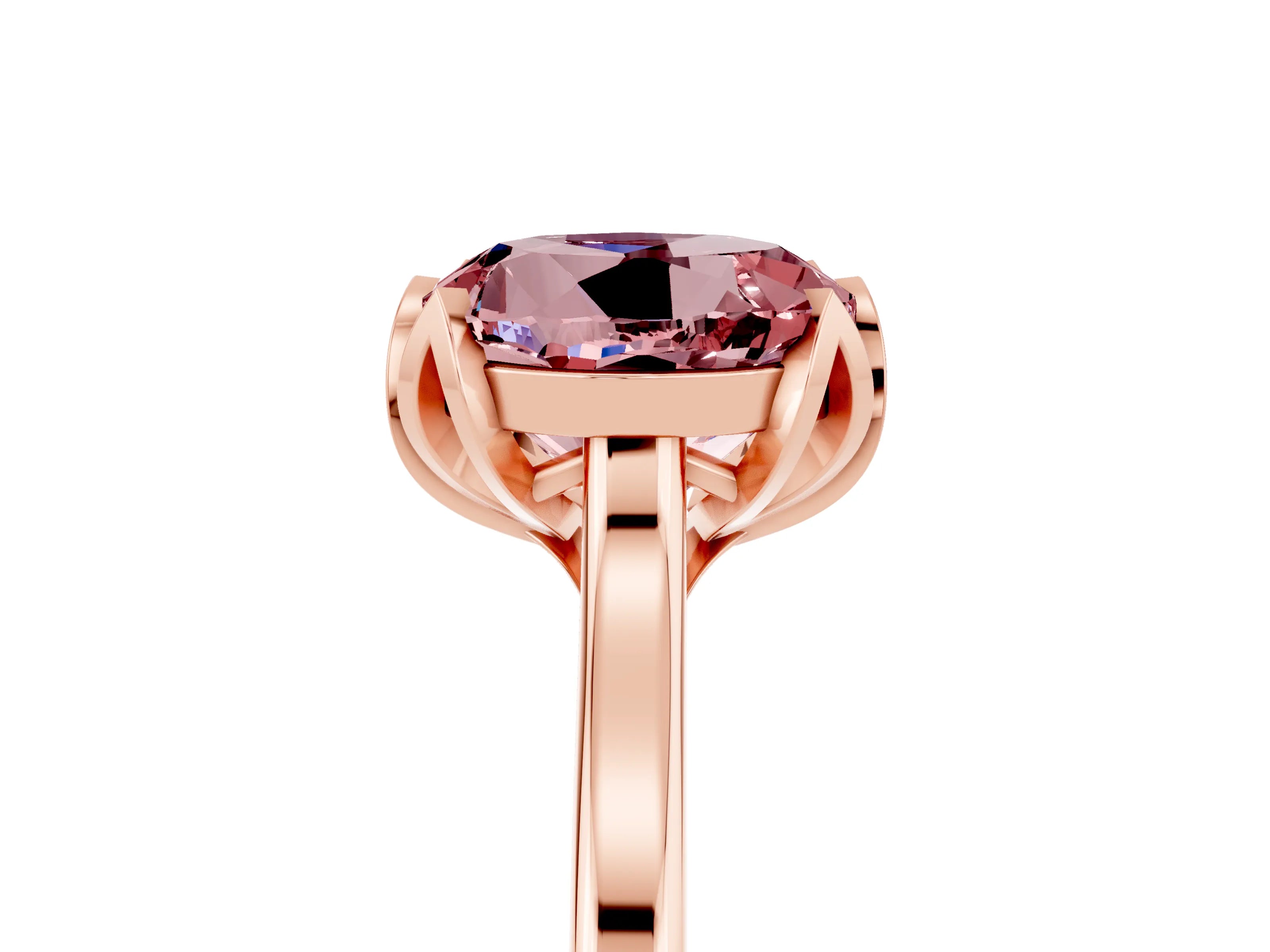Rose gold Round Cut Morganite Solitaire Ring with Flower Prong Setting and Classic Band_17