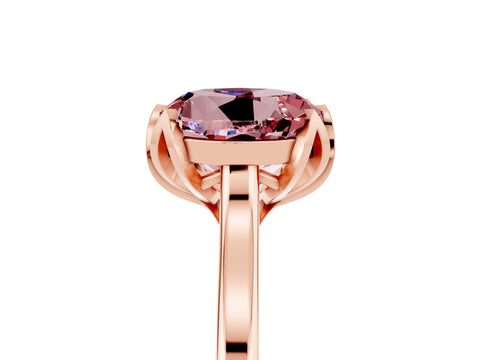 Rose gold Round Cut Morganite Solitaire Ring with Flower Prong Setting and Classic Band_17