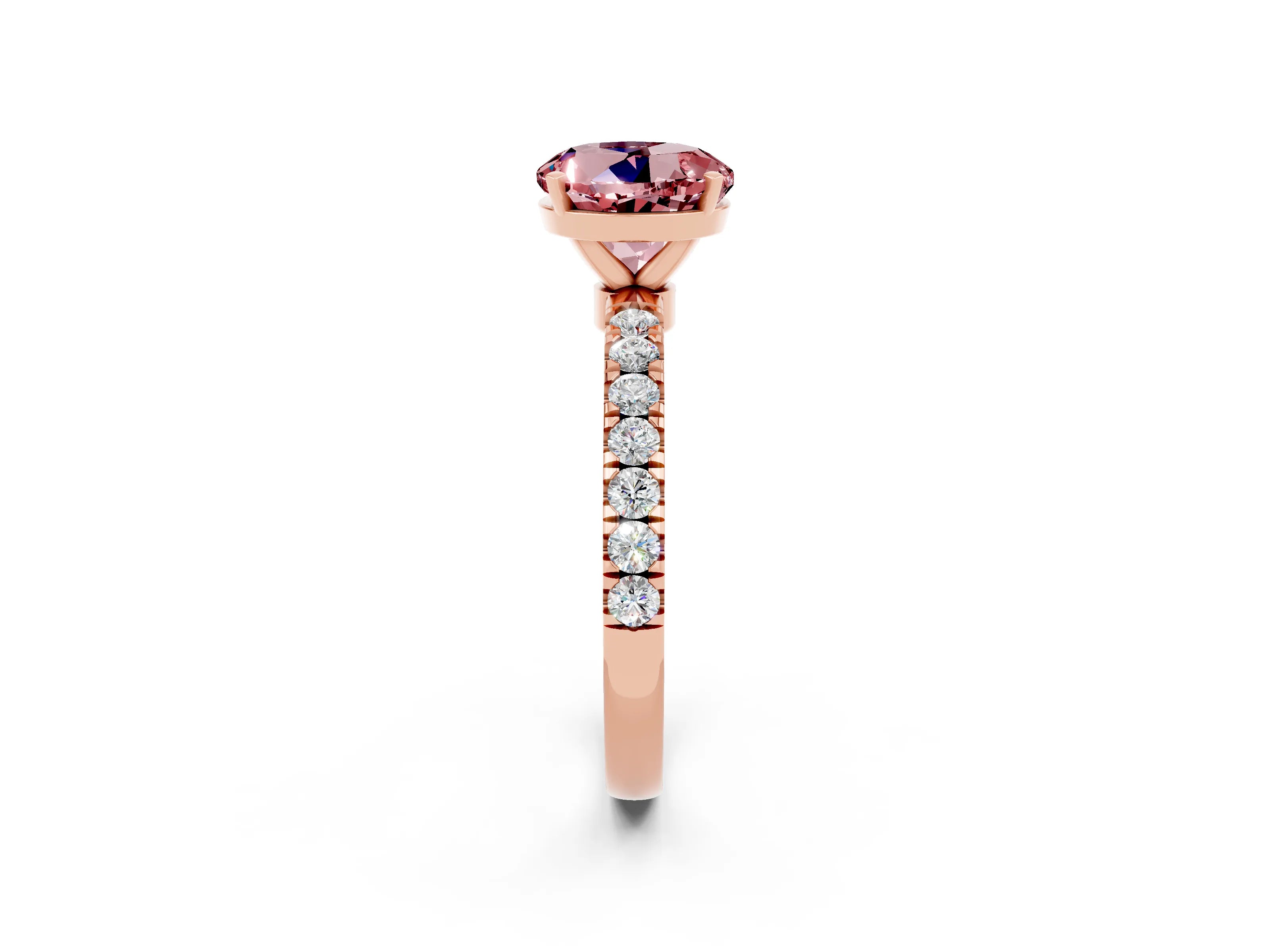 Rose gold Round Cut Morganite Solitaire Ring with Pavé Accents and Four-Prong Setting_2