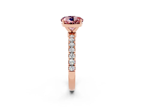 Rose gold Round Cut Morganite Solitaire Ring with Pavé Accents and Four-Prong Setting_2