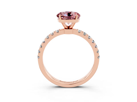 Rose gold Round Cut Morganite Solitaire Ring with Pavé Accents and Four-Prong Setting_3