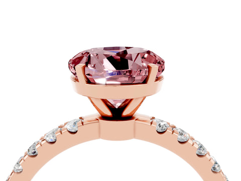 Rose gold Round Cut Morganite Solitaire Ring with Pavé Accents and Four-Prong Setting_4