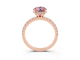 Rose gold Round Cut Morganite Solitaire Ring with Pavé Band and Four-Prong Setting_27