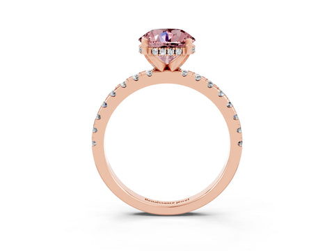 Rose gold Round Cut Morganite Solitaire Ring with Pavé Band and Four-Prong Setting_27