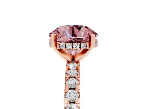 Rose gold Round Cut Morganite Solitaire Ring with Pavé Band and Four-Prong Setting_29