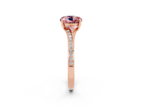 Rose gold Round Cut Morganite Solitaire Ring with Pavé Band and Prong Setting_2