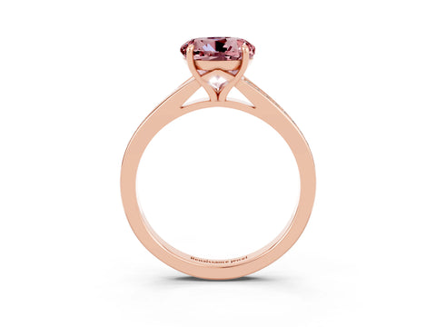 Rose gold Round Cut Morganite Solitaire Ring with Pavé Band and Prong Setting_3