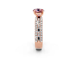 Rose gold Round Cut Morganite Solitaire Ring with Pavé and Channel Set Band_2
