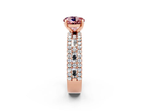 Rose gold Round Cut Morganite Solitaire Ring with Pavé and Channel Set Band_2