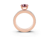 Rose gold Round Cut Morganite Solitaire Ring with Pavé and Channel Set Band_3