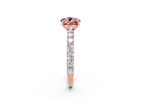 Rose gold Round Cut Morganite Solitaire Ring with Shared Prong Pavé Band and Four-Prong Setting_2