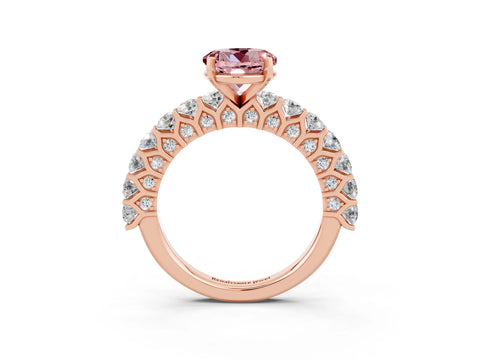 Rose gold Round Cut Morganite Solitaire Ring with Shared Prong Pavé Band and Four-Prong Setting_3