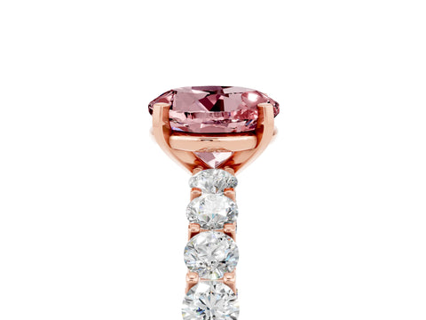 Rose gold Round Cut Morganite Solitaire Ring with Shared Prong Pavé Band and Four-Prong Setting_5