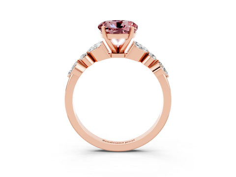 Rose gold Round Cut Morganite Solitaire Ring with Side Stones and Four-Prong Setting_15