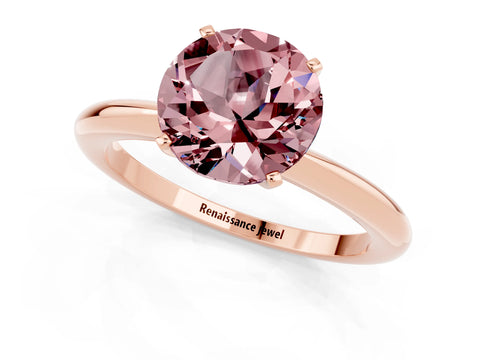 Rose gold Round Cut Morganite Solitaire Ring with Six-Prong Setting and Classic Band_1