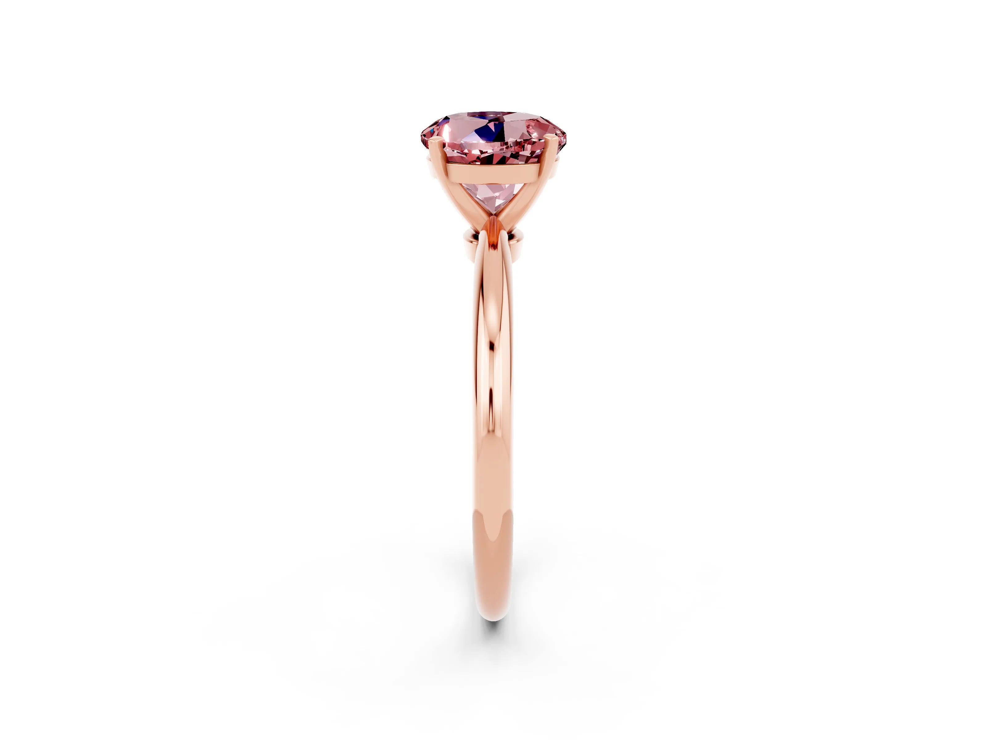 Rose gold Round Cut Morganite Solitaire Ring with Six-Prong Setting and Classic Band_2
