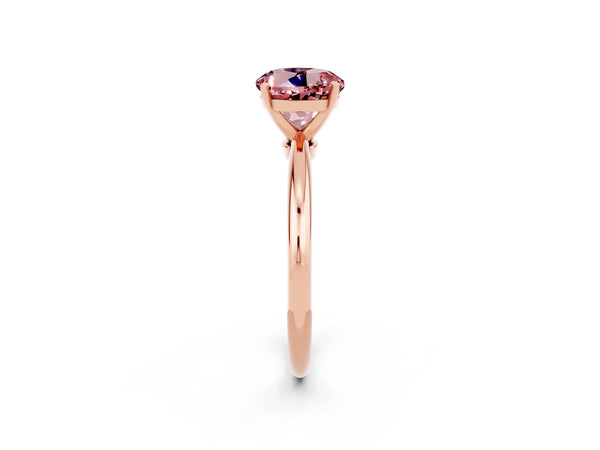 Rose gold Round Cut Morganite Solitaire Ring with Six-Prong Setting and Classic Band