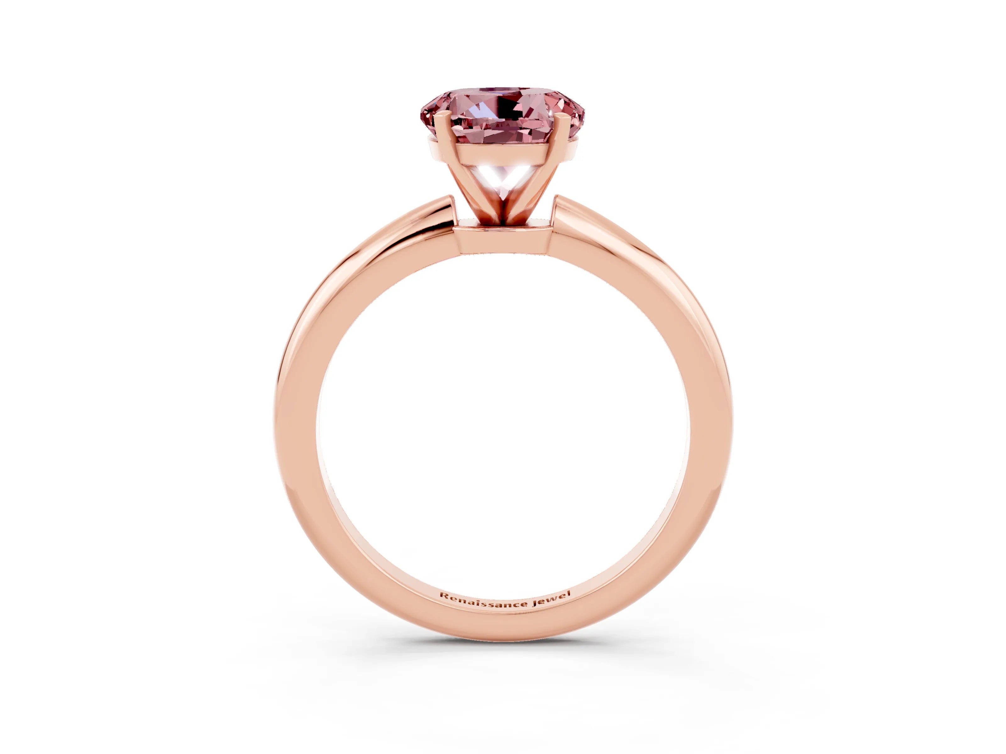 Rose gold Round Cut Morganite Solitaire Ring with Six-Prong Setting and Classic Band_3