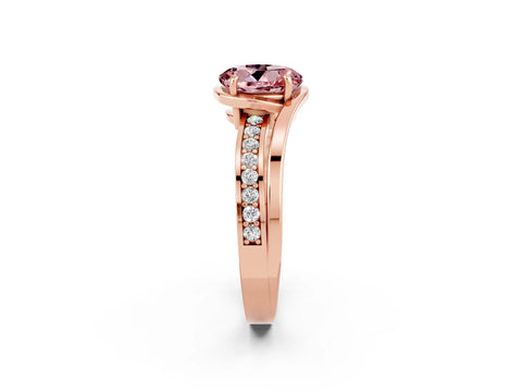 Rose gold Round Cut Morganite Solitaire Ring with Split Shank and Prong Setting_2